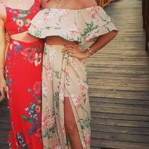 Strapless, two piece, pant suit